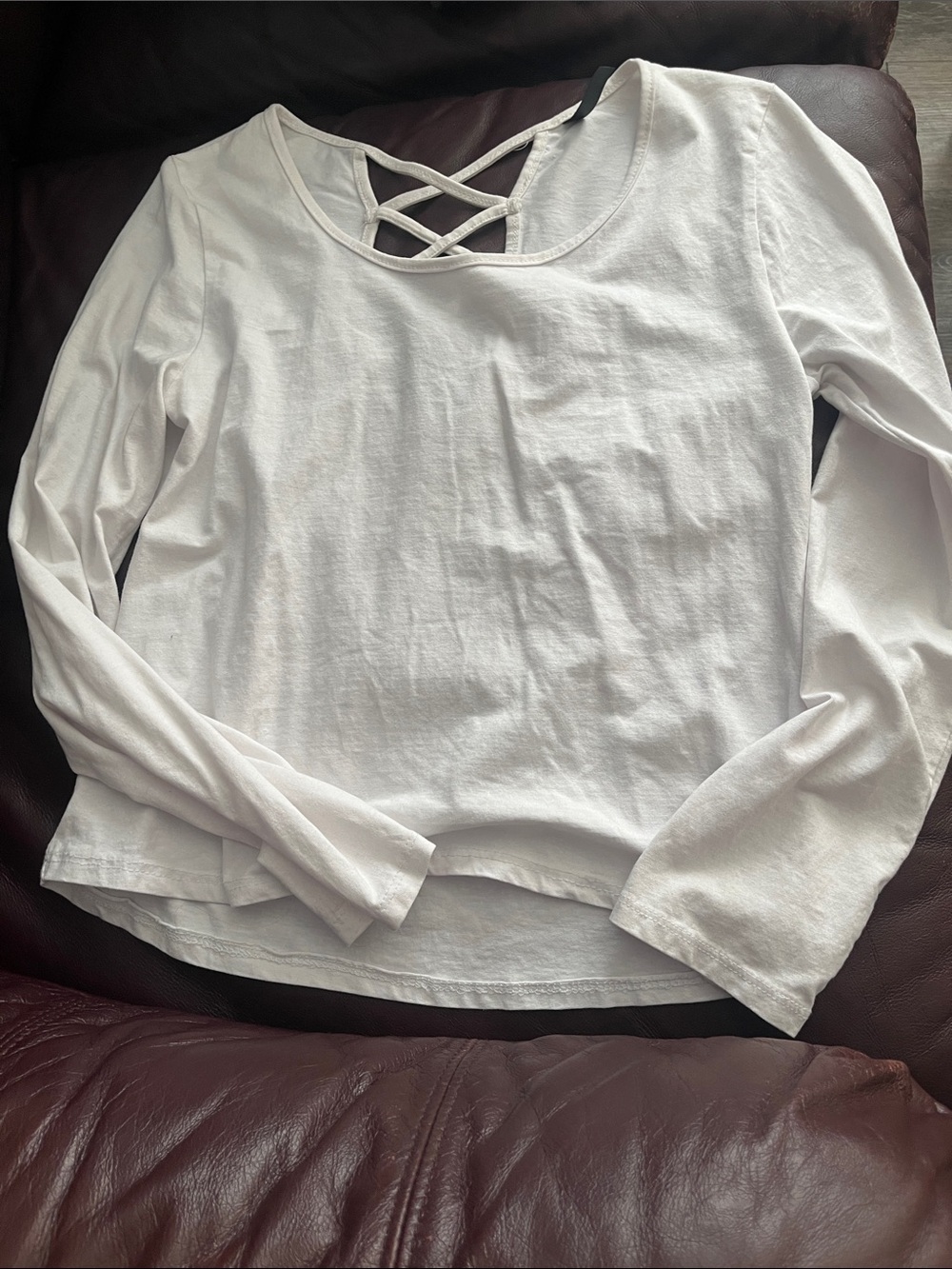 Teens  White Long-Sleeve Crisscross Back Tee